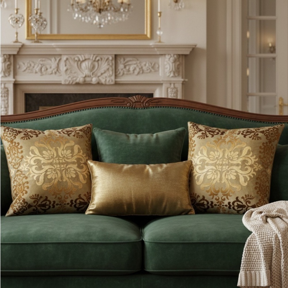 Pillow Decor sumatra gold wreath embroidered silk decorative Throw pillows 21x21